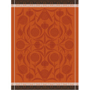 Le Jacquard Français | L'Ail Tea Towel featuring an Art Nouveau botanical pattern with symmetrical garlic-inspired motifs and geometric borders, perfect for sophisticated kitchen decor.