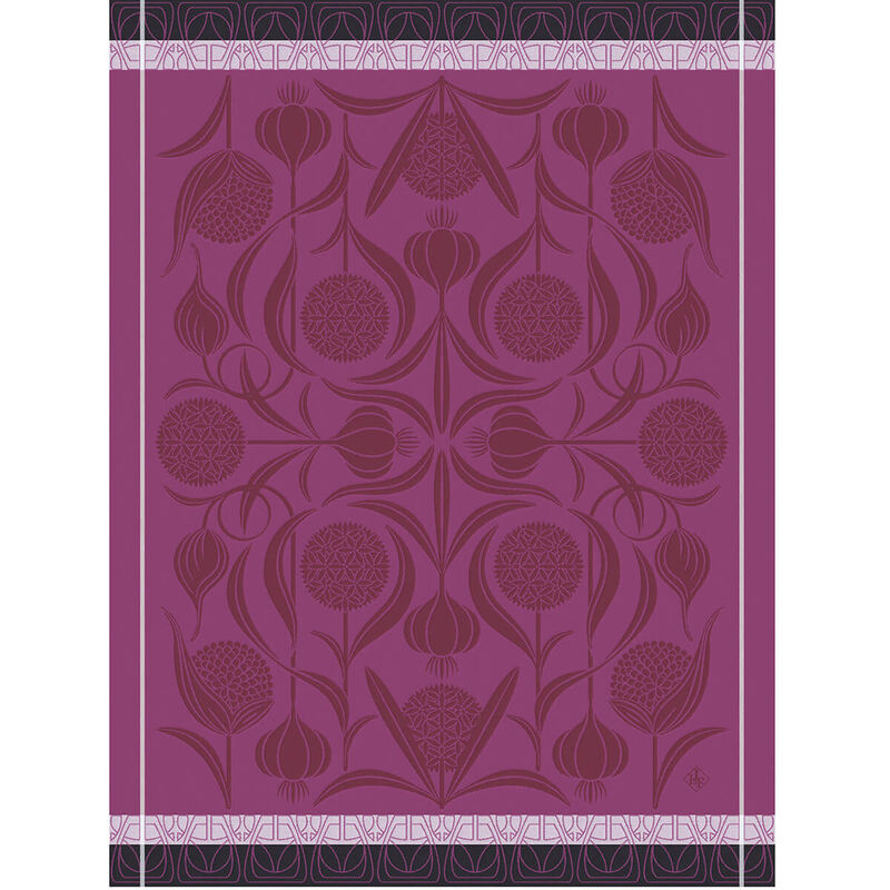 Le Jacquard Français | L'Ail Tea Towel features Art Nouveau-inspired pomegranate motifs, showcasing intricate jacquard weaving and durable combed yarns, perfect for enhancing your kitchen decor.