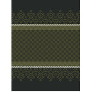 Le Jacquard Français | Lulu Lucien Tea Towel features a checkerboard pattern with floral-vine borders, embodying a retro 1950s design, ideal for stylish kitchen decor.