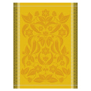 Le Jacquard Français | Piments Tea Towel featuring an Art Nouveau-inspired symmetrical floral design in golden tones, ideal for stylish kitchens, 60x80cm, durable cotton.