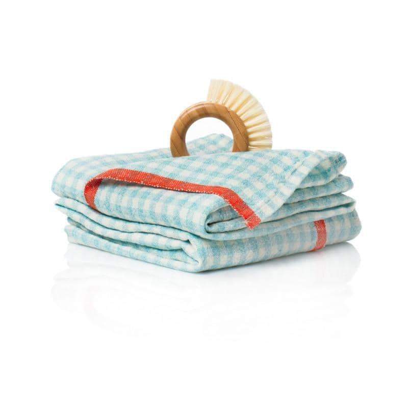Caravan Home Gingham Aqua & Orange Towels