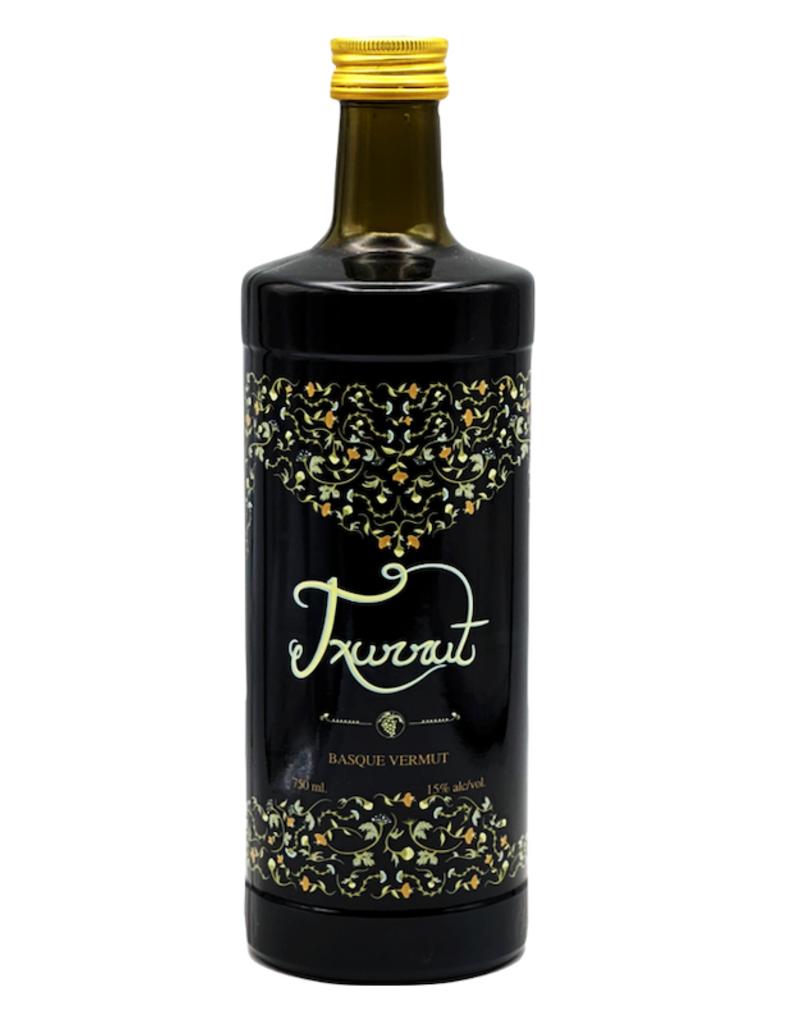 Txurrut | Basque Vermut bottle with gold design, showcasing premium vermouth from Spain, perfect for cocktails and tapas, available at Athens Cooks.