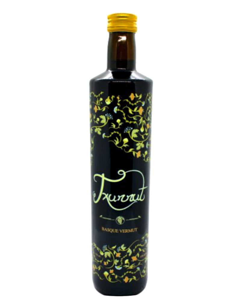 Txurrut | Basque Vermut bottle with black label, showcasing a distinctive aromatic vermouth known for its complex flavor, ideal for cocktails or pairing with appetizers.