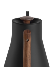 Fellow | Stagg EKG Pro Electric Kettle, Matte Black with Walnut Accents: sleek pour-over kettle with wooden handle and knob, ideal for precise coffee brewing.