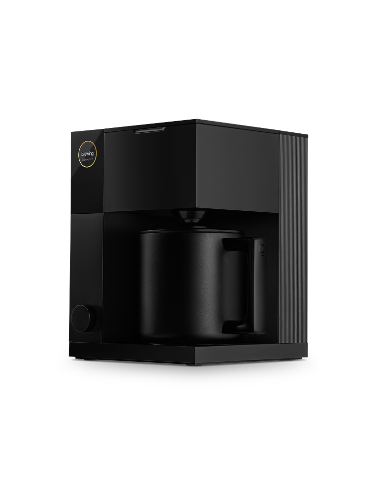FELLOW | Aiden Precision Coffee Maker, Matte Black, shown with a matching carafe, offers automated pour-over style precision for effortless, customizable brewing.