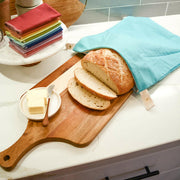 Marley's Monsters | Linen Bread Bag - Cadet - Wide, designed for keeping bread fresh, featuring a white PUL lining and versatile size for various loaf types.