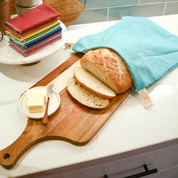 Marley's Monsters | Linen Bread Bag - Cadet - Wide, designed for keeping bread fresh, featuring a white PUL lining and versatile size for various loaf types.