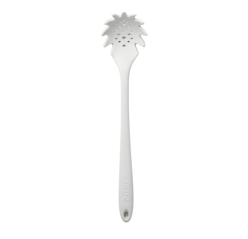 GIR | Spaghetti Spoon - Studio White, a hygienic, seamless white kitchen utensil with a pineapple design, ideal for efficient scooping with platinum-cured silicone construction.