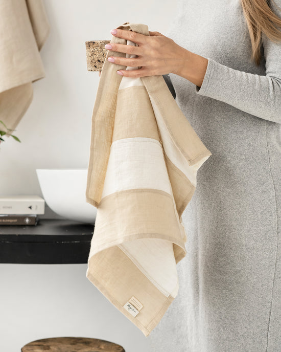 MagicLinen | Striped Linen Tea Towel | Kitchen towel Zero-waste: Natural Linen