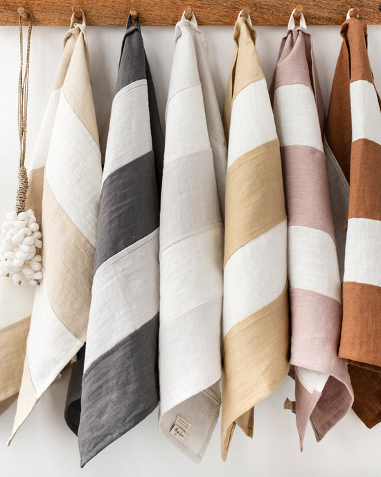 MagicLinen | Striped Linen Tea Towel | Kitchen towel Zero-waste: Peach