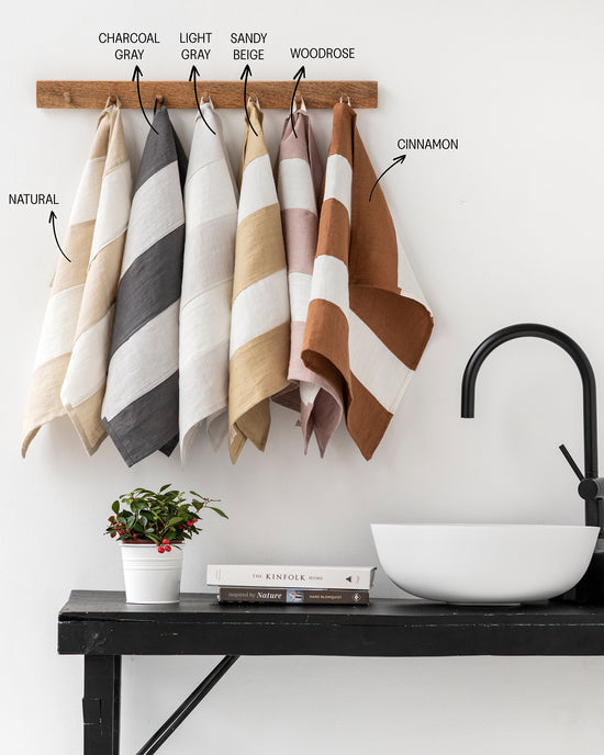 MagicLinen | Striped Linen Tea Towel | Kitchen towel Zero-waste: Woodrose
