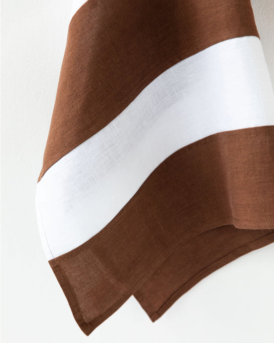 MagicLinen | Striped Linen Tea Towel | Kitchen towel Zero-waste: Chocolate brown