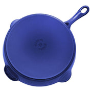 Staub Traditional Deep Fry Pan 11 inch - Deep Blue, features high sides and enameled cast iron, ideal for versatile cooking and seamless oven-to-table presentation.
