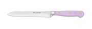 Wüsthof | Classic 5 Serrated Utility - Velvet Oyster knife with a purple handle, ideal for slicing bread and firm fruits, showcased against a plain background.