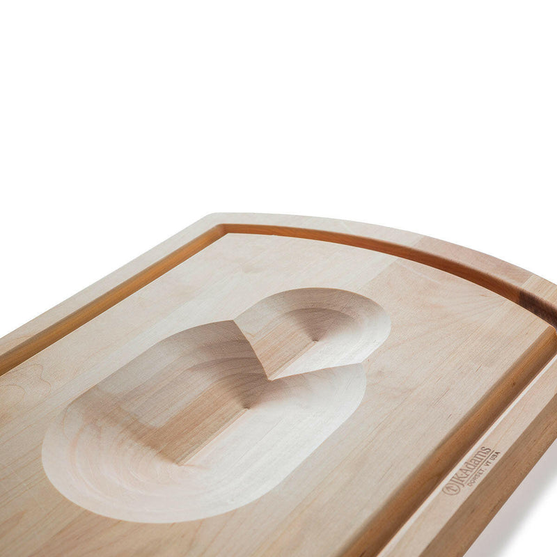 J.K. Adams Turnabout Reversible Carving Board, 20x14, features a grooved side for juices and a cradled side for stability during carving.