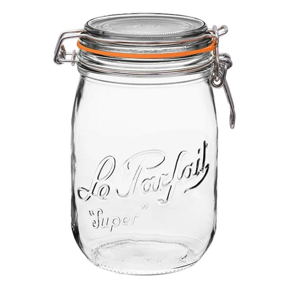 Rounded French Glass Storage Jar With Airtight Rubber Seal - 1.5L