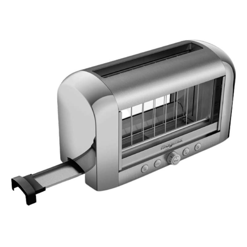 Magimix Vision Toaster - Cream with see-through glass sides, showcasing adjustable browning levels and versatile settings for perfect toasting, ideal for Athens Cooks' kitchen enthusiasts.
