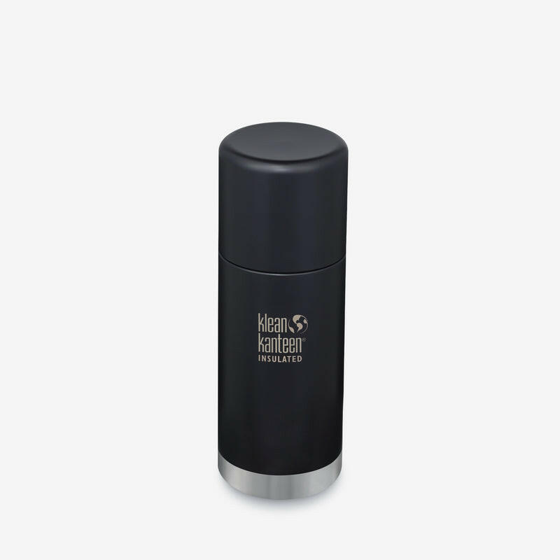 Klean Kanteen | 25oz Insulated Thermos with Built-In Cup + Pourer - Black, showcasing its sleek cylinder design and integrated stainless steel cup for versatile use.