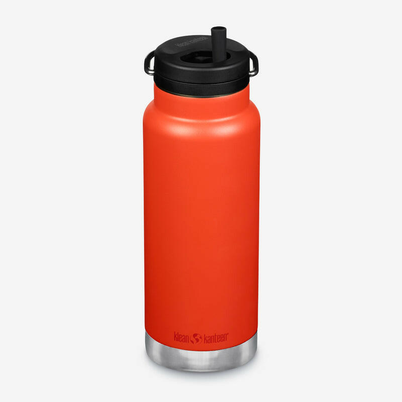 Klean Kanteen 32oz TKWide insulated water bottle with Twist Cap and built-in steel straw, ideal for versatile hydration during sports and outdoor activities.