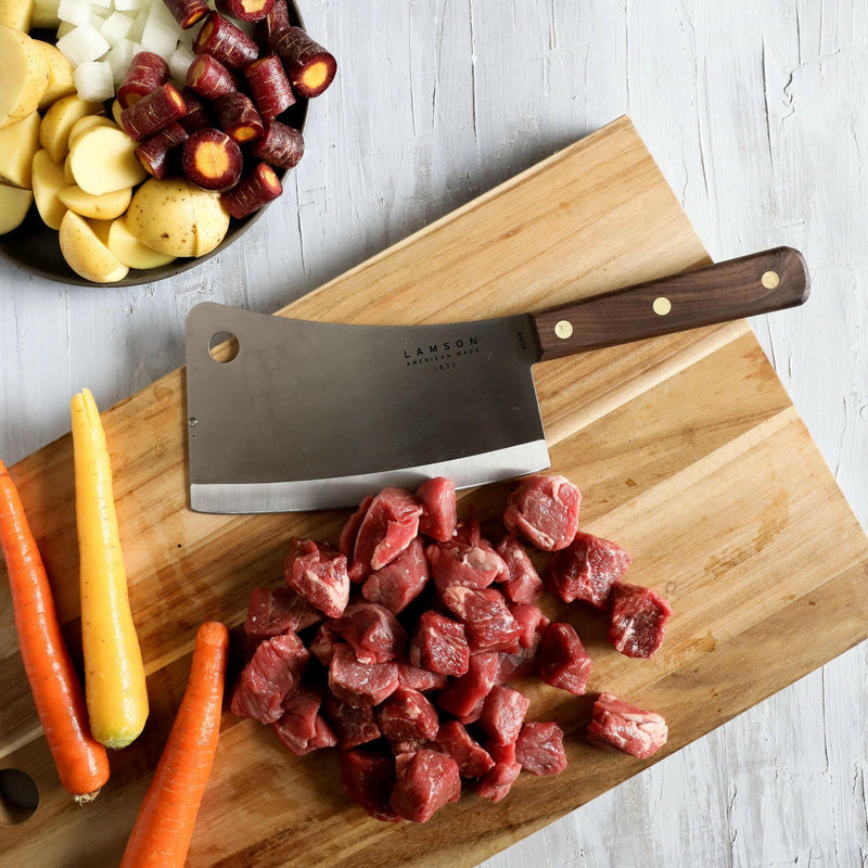 Lamson | 7.25" Meat Cleaver with Walnut Handle.
