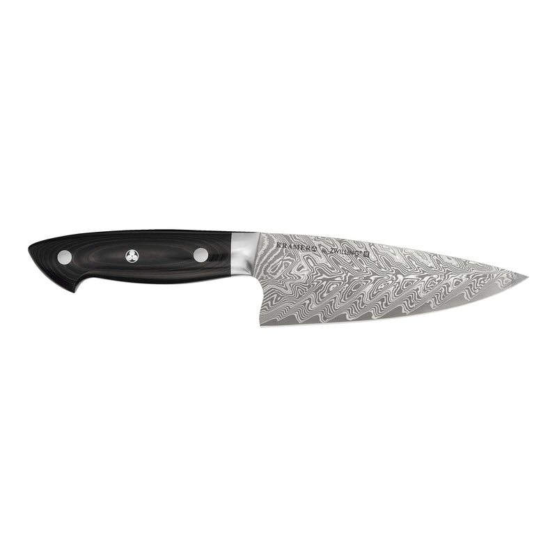 Zwilling | Kramer Damascus Knife Collection - 12 Double Cut Honing Steel, showcasing a wide, Damascus-patterned blade and black linen Micarta handle, crafted for precision and balance.
