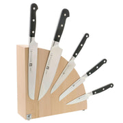 ZWILLING J.A. Henckels Italian Beechwood Magnetic Knife Block showcases up to 10 knives, crafted in Italy for durability and elegance, enhancing any kitchen countertop.