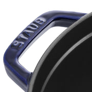 STAUB Cocotte 9 qt in Lilac, a durable cast iron pot, ideal for slow-cooking and braising, with self-basting lid for flavorful, tender dishes.