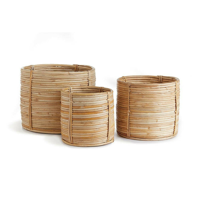 Cane Rattan Mini Round Baskets (Set Of 3).