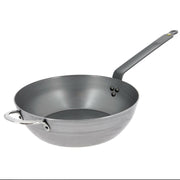 de Buyer | Mineral B Carbon Steel Country Fry Pan - 12.5 with high sides, ideal for versatile cooking, made from carbon steel for natural non-stick performance.