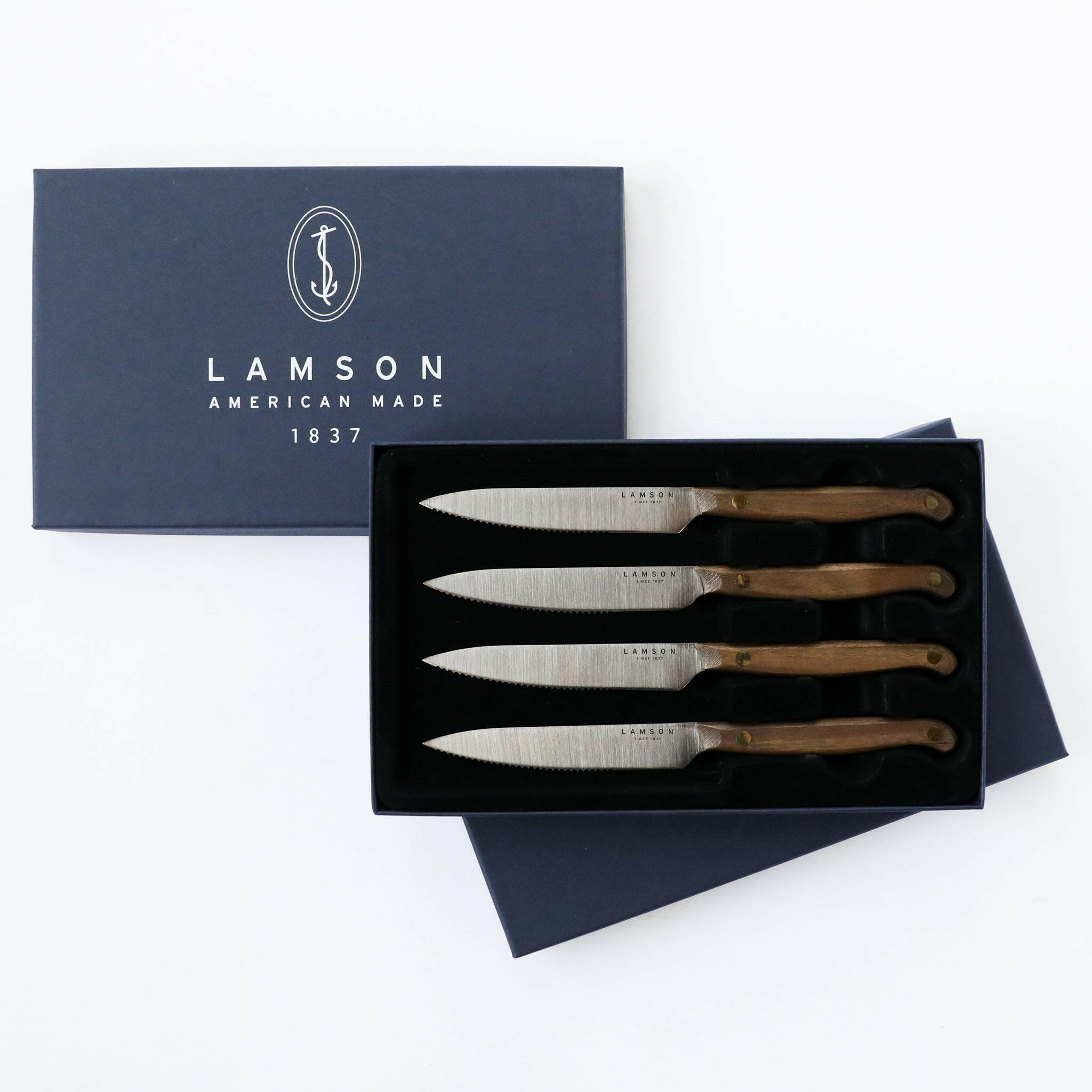 Lamson 5" Vintage Fine Edge Walnut Steak Knives, Set of 4