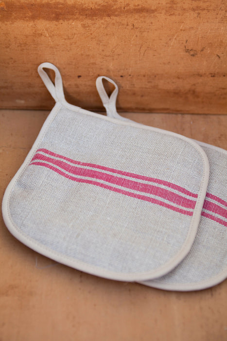 Thieffry Red Monogramme Linen Dish Towel