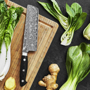 Zwilling | Kramer Damascus Knife Collection - 12 Double Cut Honing Steel, features a wide blade with a striking Chevron Damascus pattern and black Micarta handle.