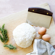 Lamson Dough Scraper with Walnut Handle, ideal for dough handling and surface scraping, essential for any kitchen.