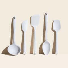 GIR | 5-Piece Ultimate Tool Set - Sprinkles featuring a group of white silicone kitchen utensils, ideal for versatile cooking and meal preparation.