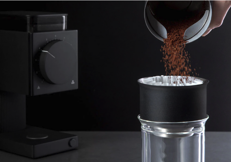 Fellow | Ode Brew Grinder Gen 2 - Matte White with upgraded Gen 2 Brew Burrs, featuring 100g grind capacity and anti-static technology for diverse brewing methods.