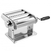 Marcato | Atlas 150 Pasta Maker (Ice) with handle, a high-quality kitchen appliance for rolling and cutting fresh pasta dough into lasagne, fettuccine, and tagliolini.
