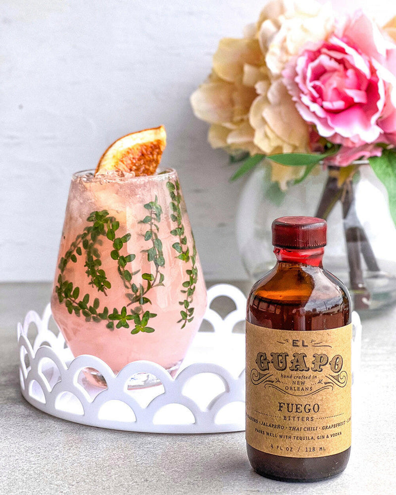 El Guapo | Bitters - Holiday Pie, showcased in a bottle, embodies Southern authenticity, ideal for enhancing cocktails and dishes with its artisanal, award-winning flavors.