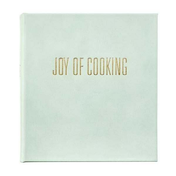 Graphic Image Inc. | Bonded Leather Books - Ice Bonded: White leather-bound Joy of Cooking cookbook with gold stamping, ideal for both seasoned and aspiring chefs.