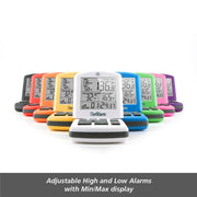 ThermoWorks | ChefAlarm Cooking Alarm Thermometer + Timer - Orange, with large digits and a backlight, ideal for precise temperature tracking in professional kitchens.