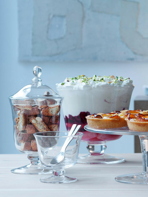 LSA International Serve Comport features a tall, mouth-blown glass design with a flared shape and thick stem, ideal for elegant dessert or fruit presentation.