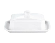 Pillivuyt Butter Dish with Cover, European Style, 7.25 L x 4.25 W, heirloom-quality porcelain designed for durability and crafted with slight variations for uniqueness.