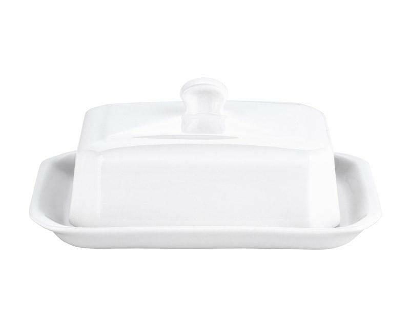 Pillivuyt Butter Dish with Cover, European Style, 7.25 L x 4.25 W, heirloom-quality porcelain designed for durability and crafted with slight variations for uniqueness.
