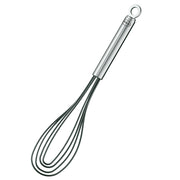Rösle | Flat Whisks - Silicone, ideal for stirring small amounts, features a flat design, heat resistance up to 220°C, and durable stainless steel-silicone construction.