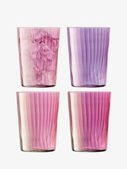 Set of four LSA International Gems Tumblers, 19oz each, with fluted texture resembling polished gemstones, hand-painted for elegance and functionality.