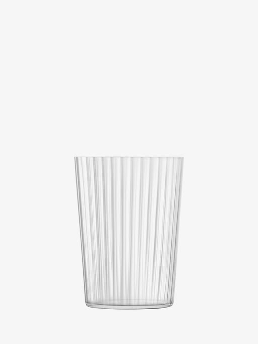LSA International | GIO Line Drinkware Linear | Set of 4 - 13 oz glasses with a linear textured finish, ideal for versatile use and everyday practicality.