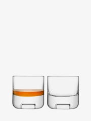 LSA International Cask Whiskey Glasses + Decanter set includes a geometric decanter and two tumblers, showcasing award-winning, contemporary design ideal for whisky enthusiasts.