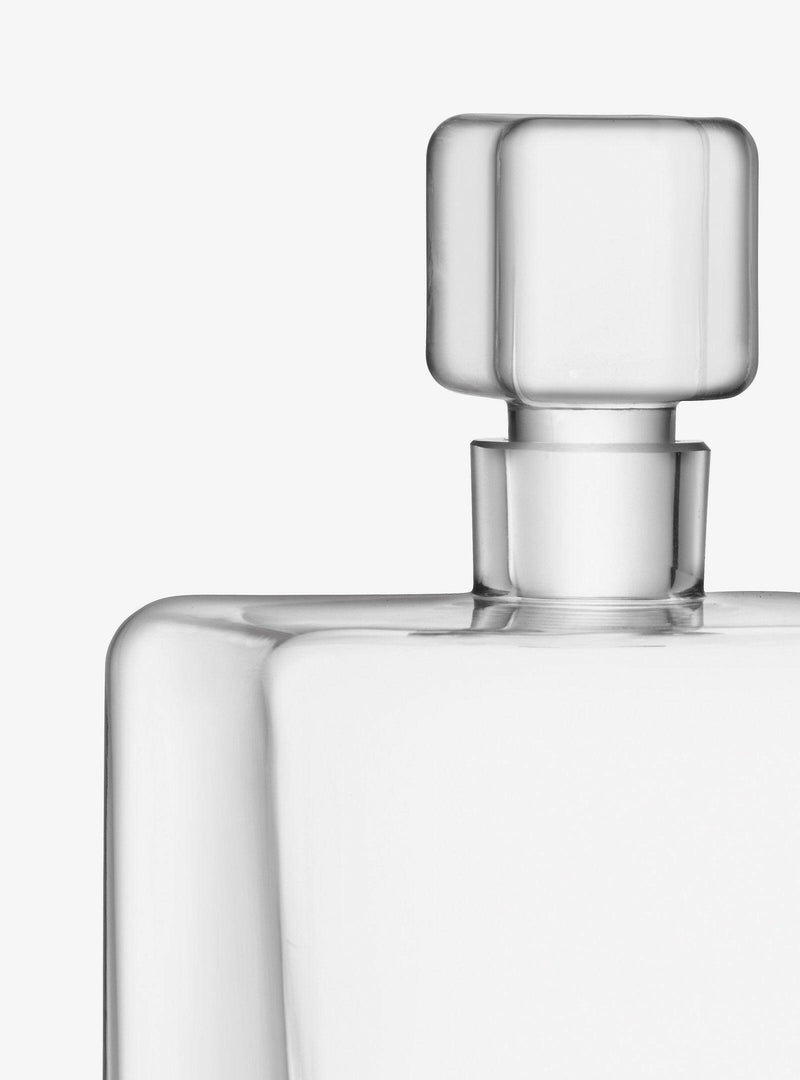 LSA International Cask Whiskey Glasses + Decanter set features geometric, mouth-blown tumblers and a decanter, perfect for whisky enthusiasts and enhancing home bars.