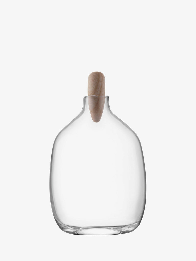 LSA International Float Decanter with Ash Stopper, mouth-blown glass vessel with a floating wood stopper, ideal for elegant spirit serving, aligns with Athens Cooks' curated barware.