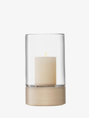 LSA International Lotta Vase + Lanterns, a 24.5 tall elegant vase with mouth-blown glass and ash base, perfect for modern floral displays.