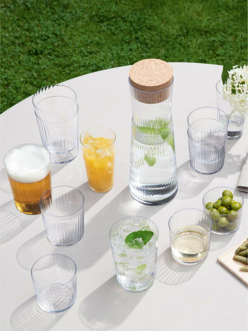 LSA International GIO Line Drinkware Linear set of 4, 13 oz glasses with a textured finish, suitable for drinks or small dishes, ideal for everyday use.
